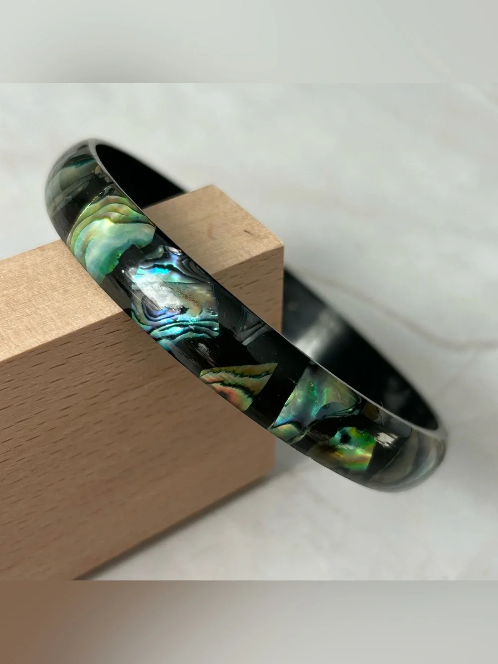 Paua Shell Black Bangle